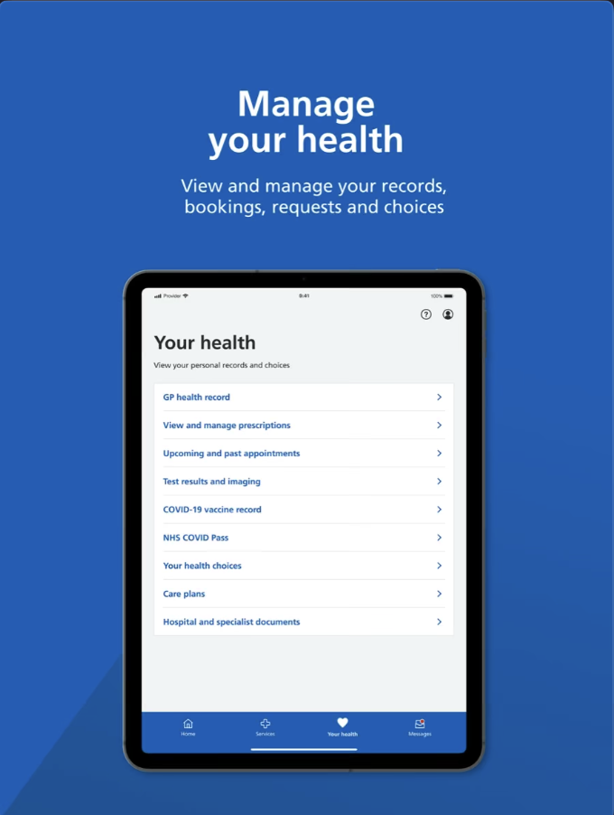 Manage your health on NHS App